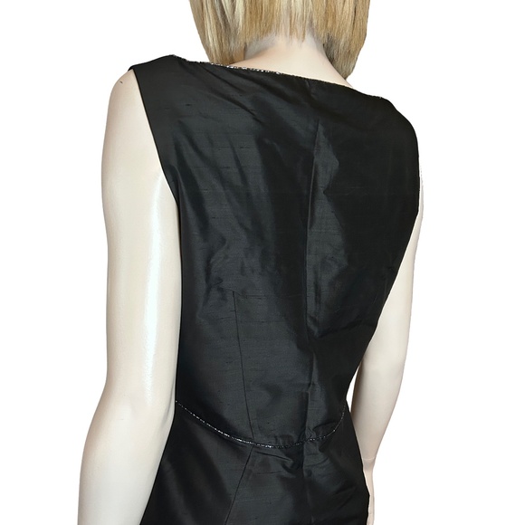 Tahari 100% Silk Little Black Dress Cocktail Beading Detail Square Neckline NWOT - Picture 8 of 14
